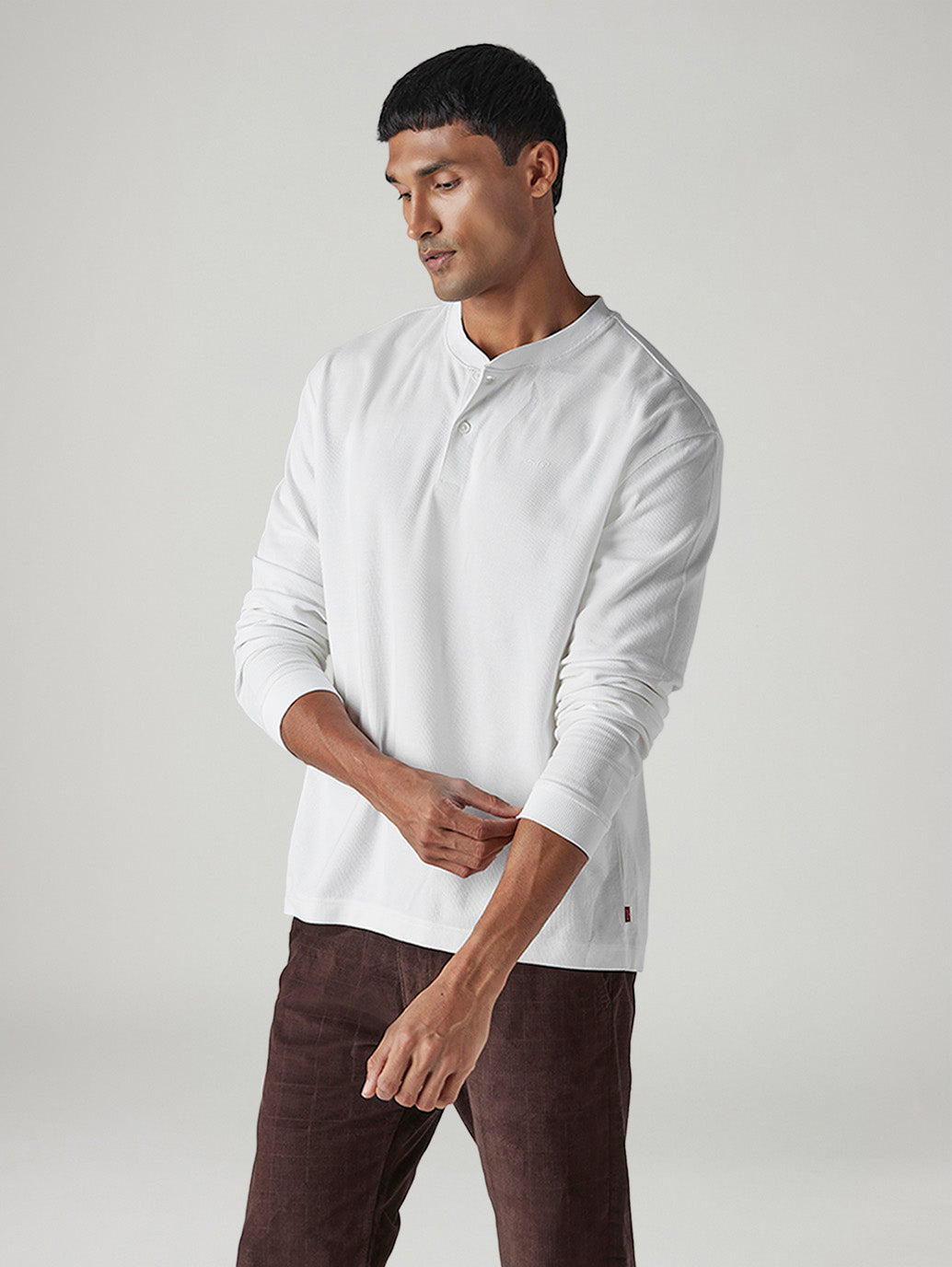 Men's Solid Regular Fit Waffle T-Shirt - Side View