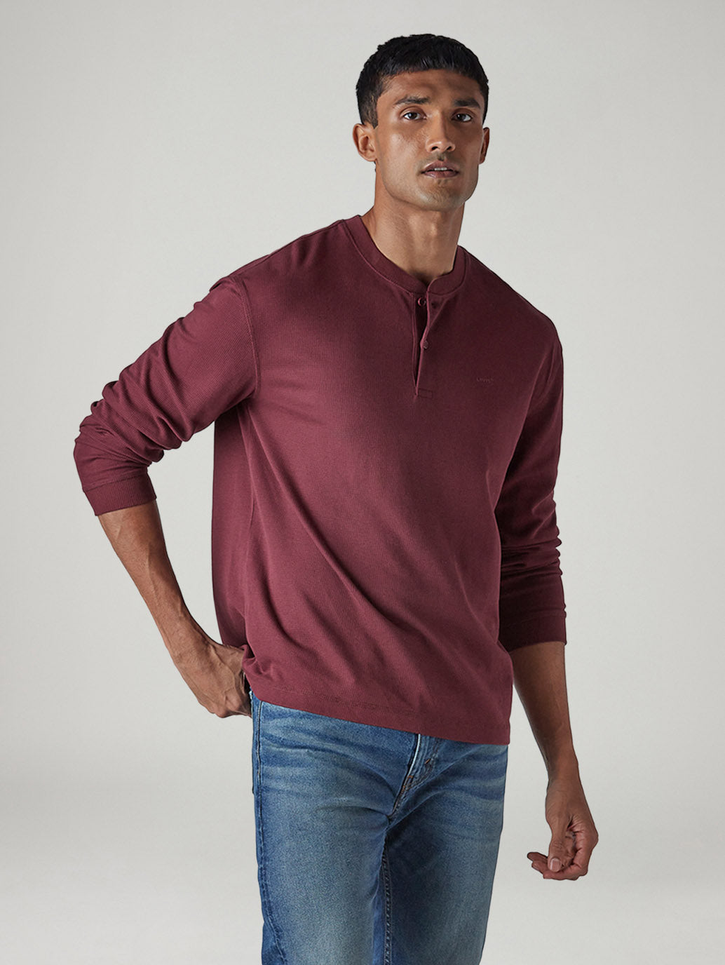 Men's Solid Regular Fit Waffle T-Shirt