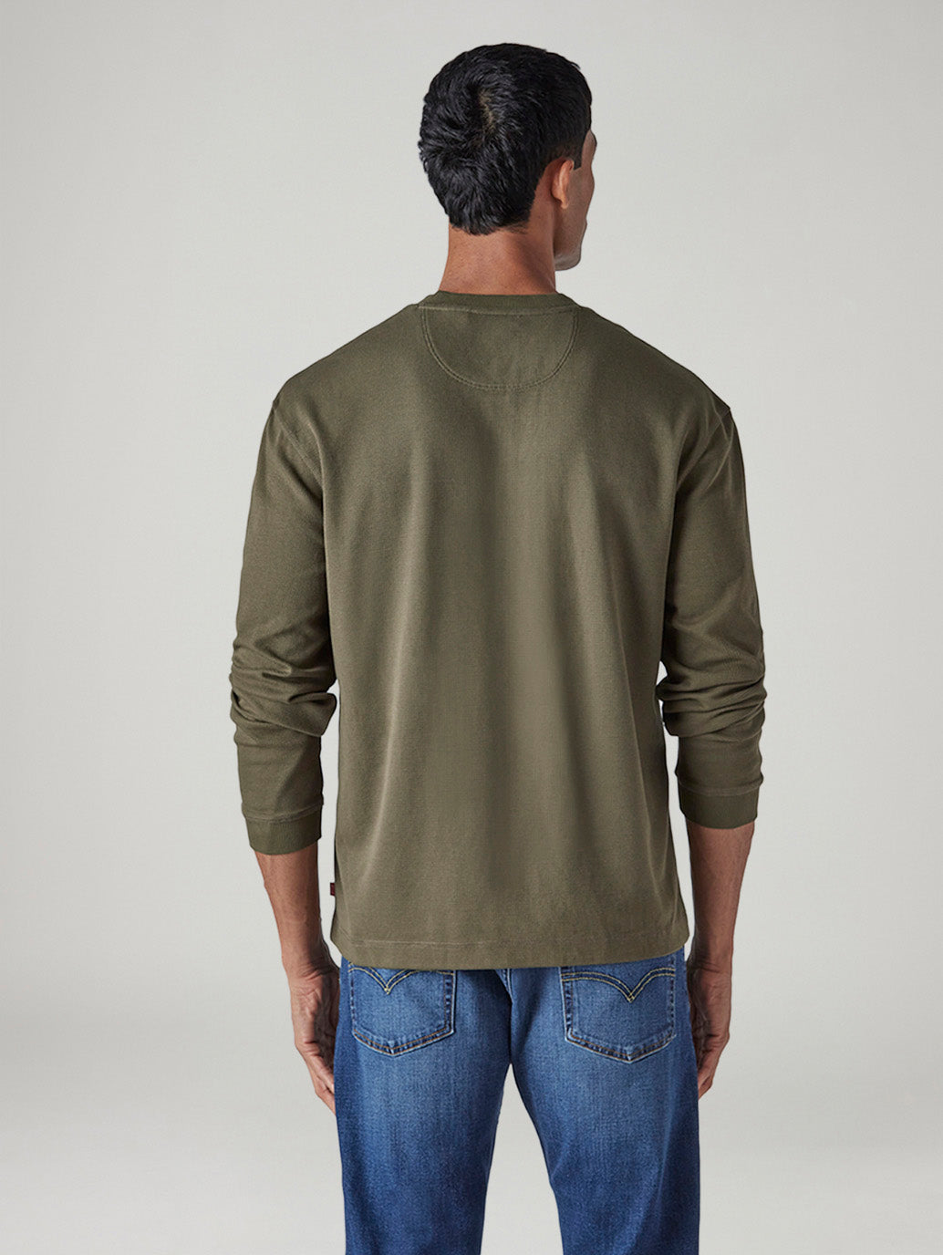 Men's Solid Regular Fit Waffle T-Shirt - Back View
