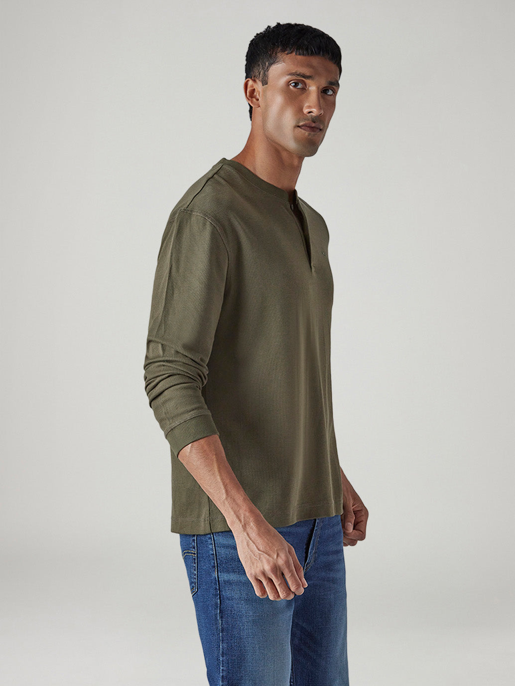 Men's Solid Regular Fit Waffle T-Shirt - Side View