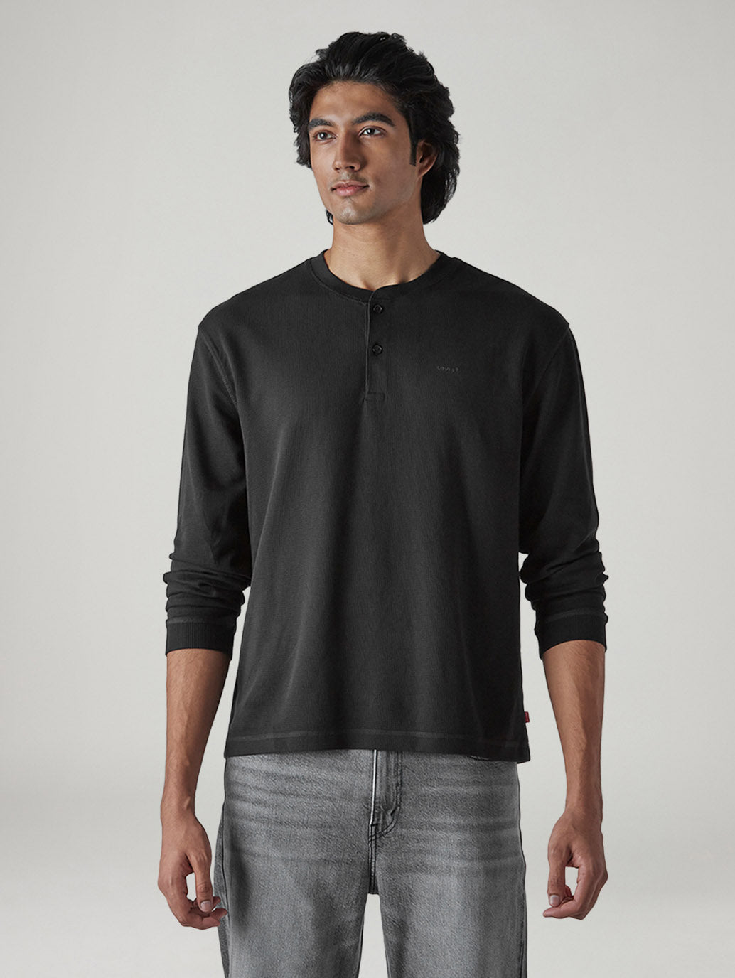 Men's Solid Regular Fit Waffle T-Shirt - Front View