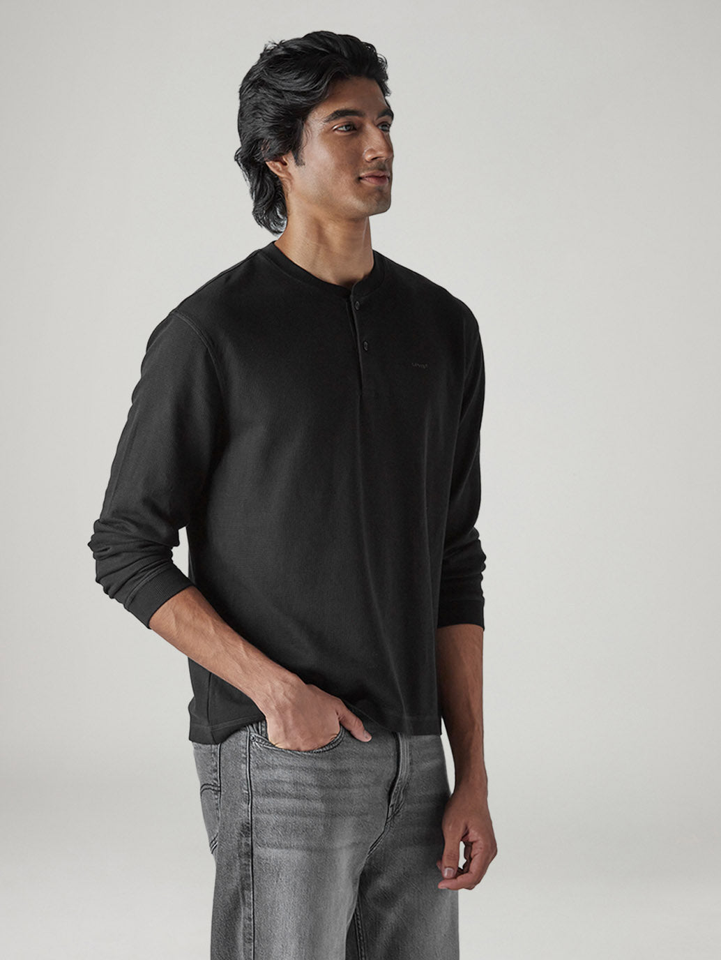 Men's Solid Regular Fit Waffle T-Shirt - Side View
