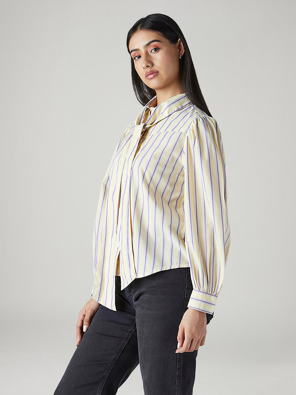 Women's Striped Regular Fit Top - Side View