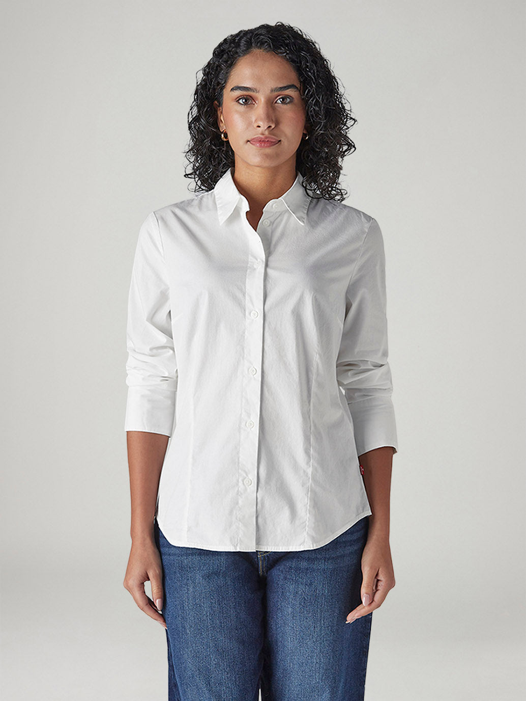 Women's Solid Slim Fit Poplin Shirt - Front View