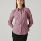 Women's Striped Slim Fit Poplin Shirt - Front View