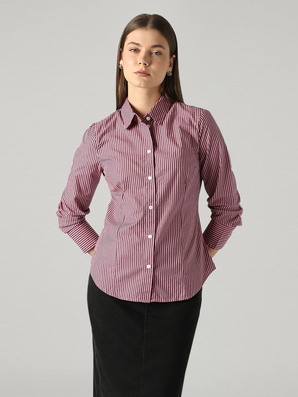 Women's Striped Slim Fit Poplin Shirt