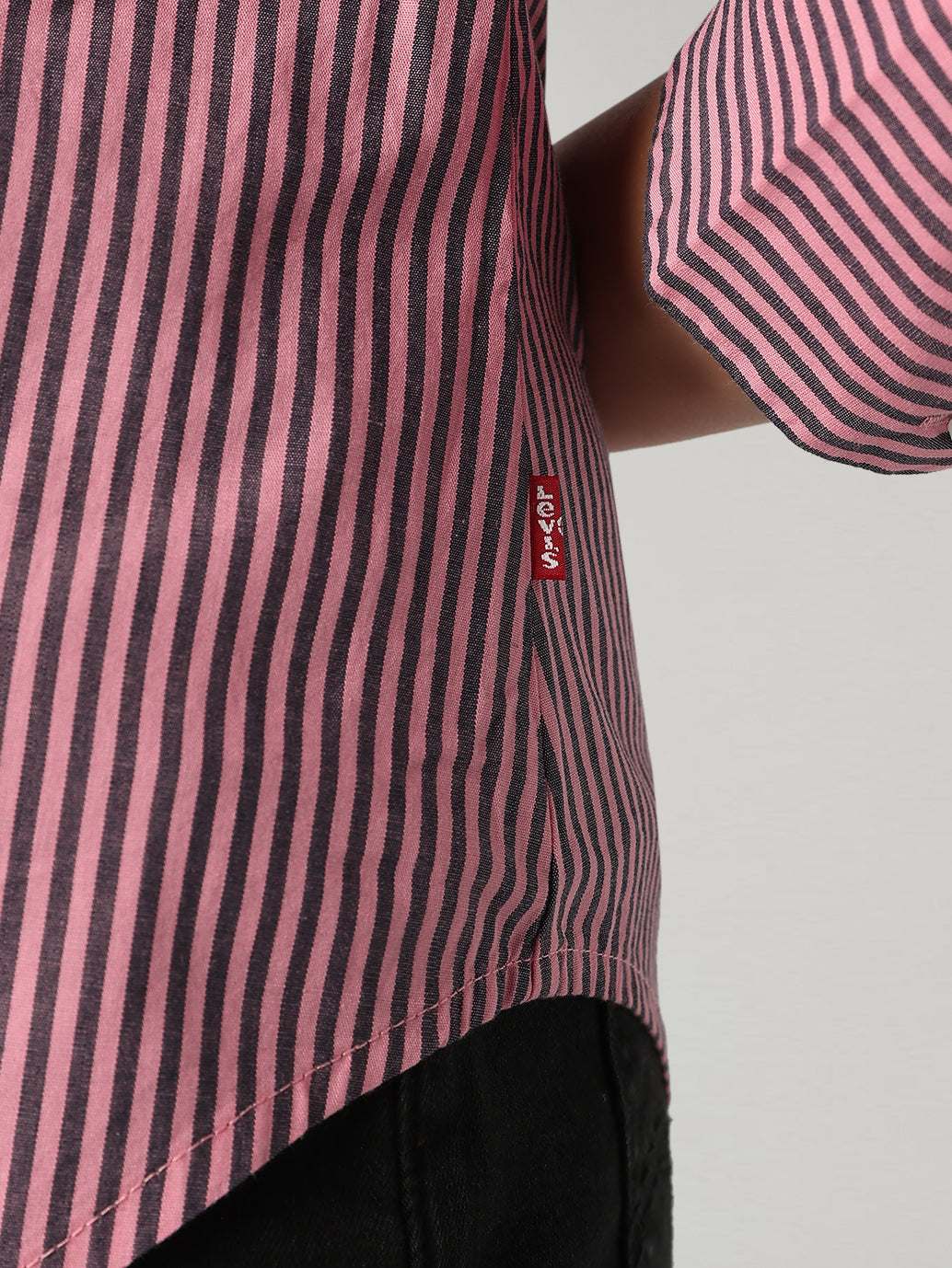 Women's Striped Slim Fit Poplin Shirt - Detail View