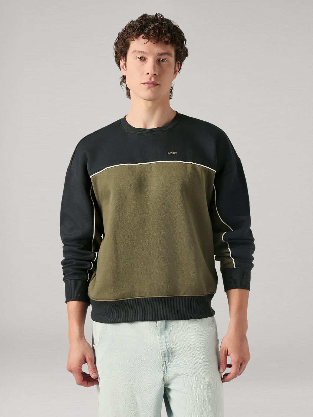 Men's Colorblock Regular Fit Sweatshirt - Front View