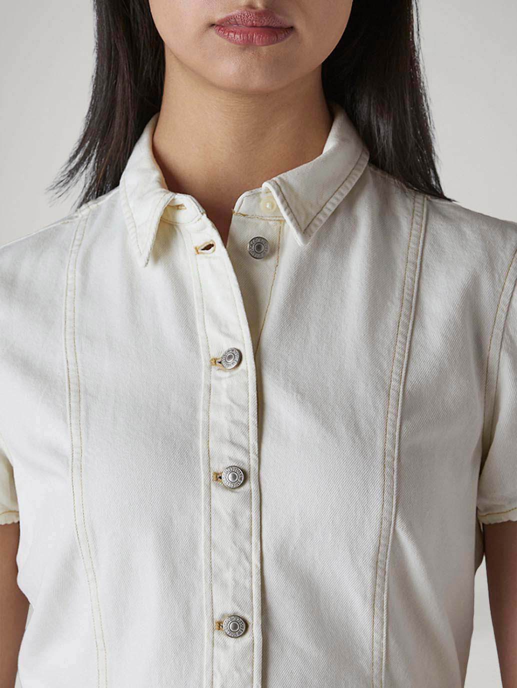 Women's Solid Regular Fit Denim Shirt - Detail View