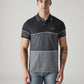 Men's Striped Black Pique Polo T-shirt - Front View
