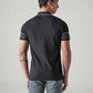 Men's Striped Black Pique Polo T-shirt - Back View