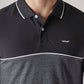 Men's Striped Black Pique Polo T-shirt - Detail View