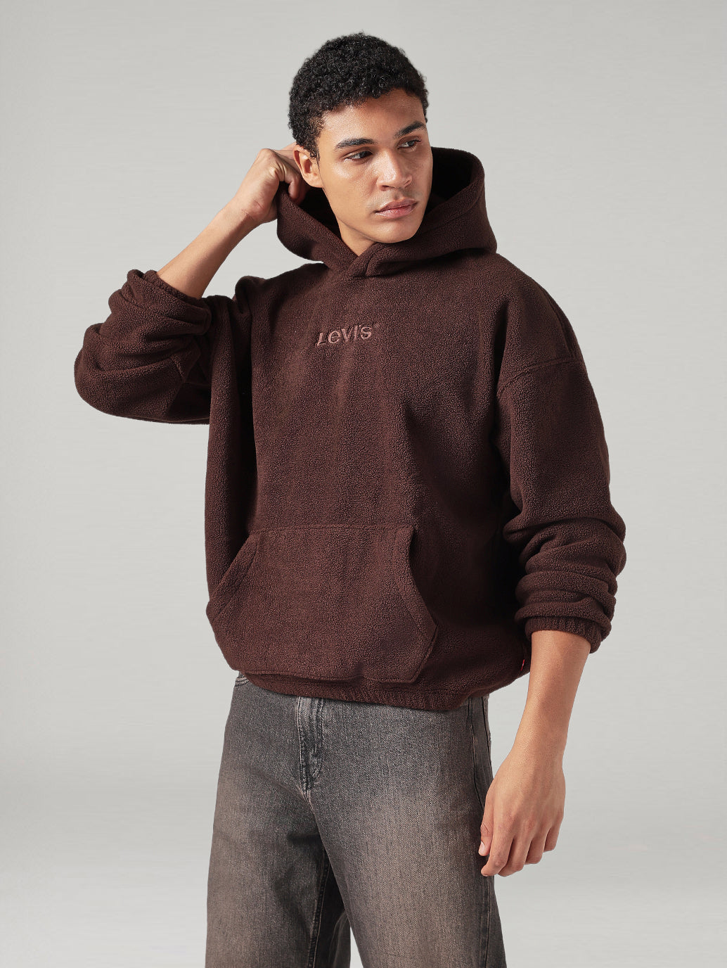 Men's Solid Regular Fit Hooded Sweatshirt - Styleshot View