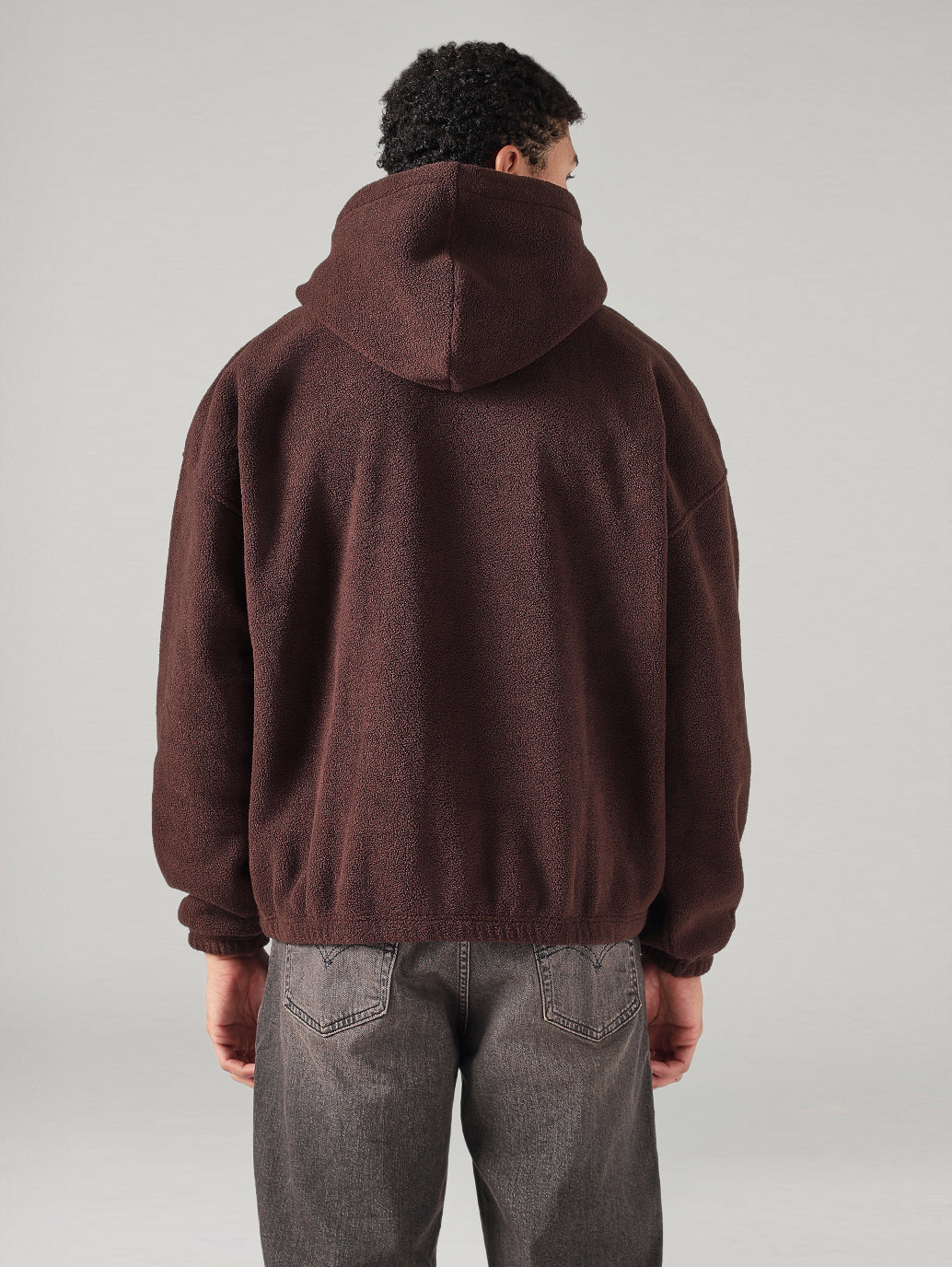 Men's Solid Regular Fit Hooded Sweatshirt - Back View