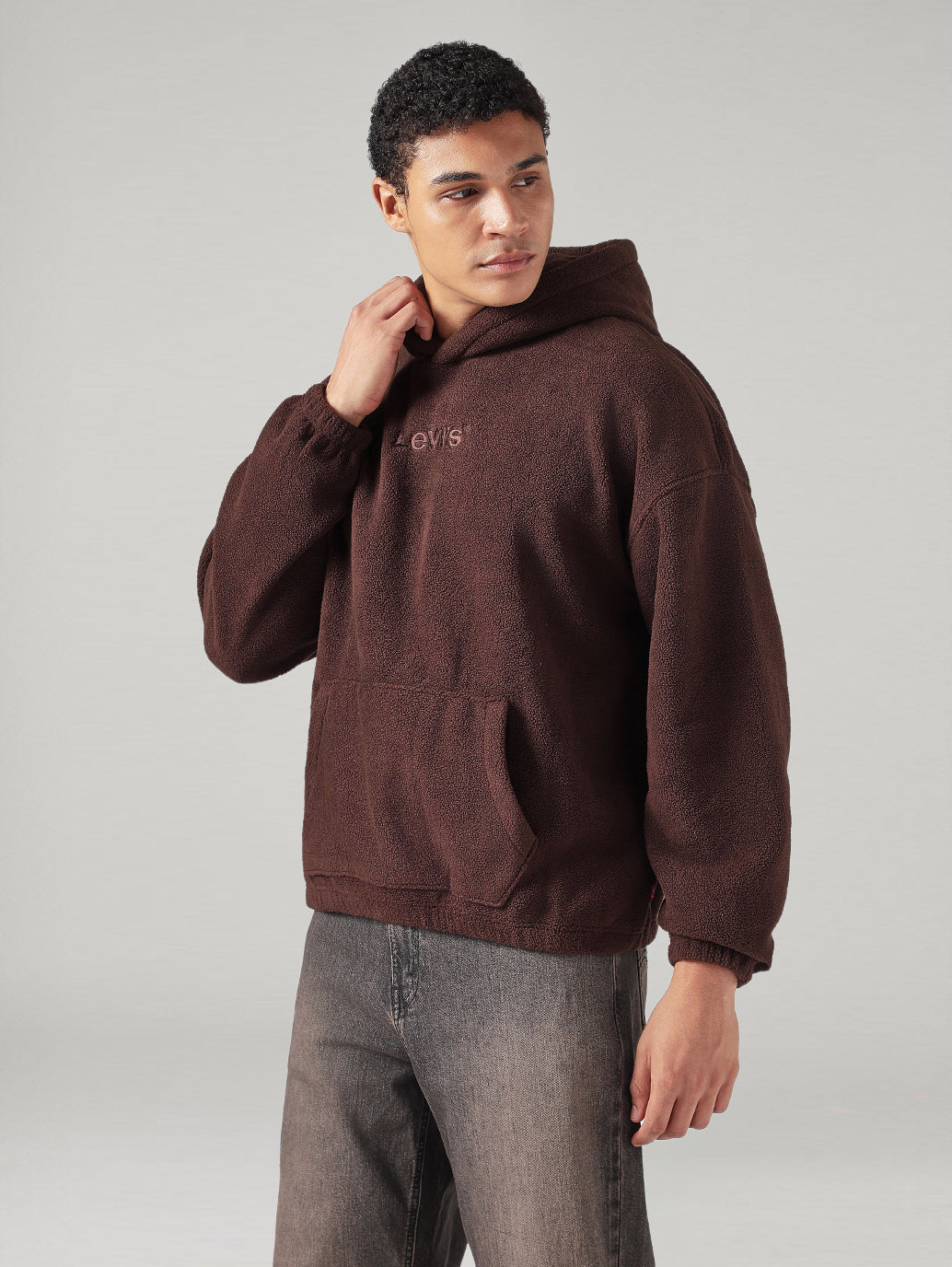 Men's Solid Regular Fit Hooded Sweatshirt - SIde View