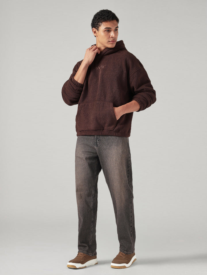 Men's Solid Regular Fit Hooded Sweatshirt