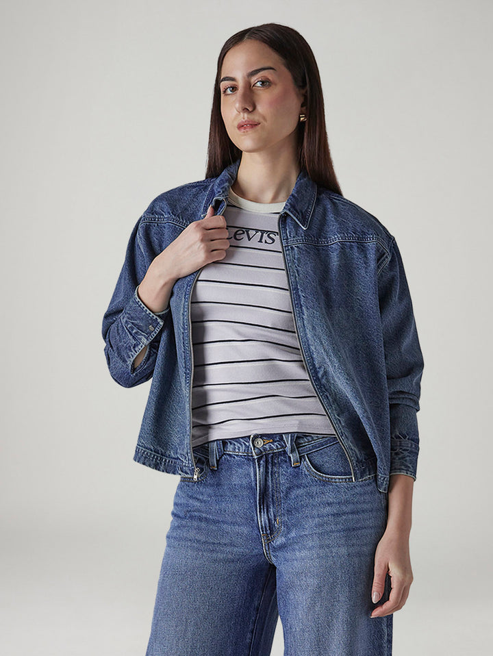 Women's Solid Regular Fit Denim Jacket
