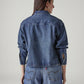 Women's Solid Regular Fit Denim Jacket - Back View