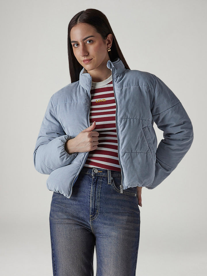 Women's Solid Relaxed Fit Puffer Jacket