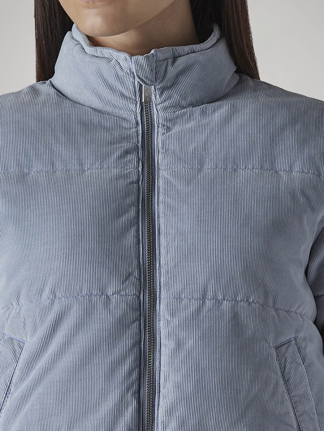 Women's Solid Relaxed Fit Puffer Jacket - Detail View