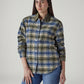 Women's Plaid Relaxed Fit Shacket - Front View