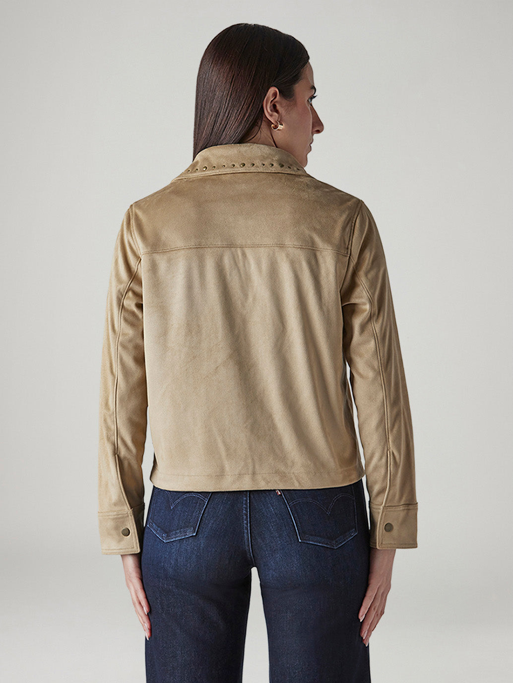 Women's Embellished Relaxed Fit Jacket - Back View