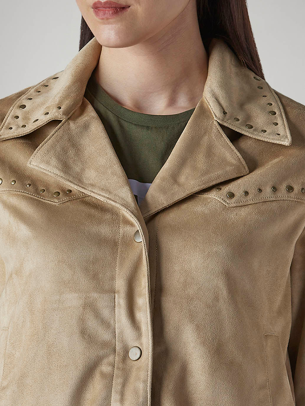 Women's Embellished Relaxed Fit Jacket - Detail View