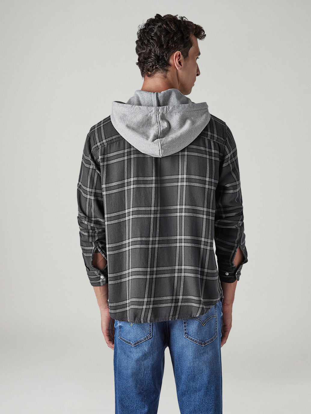 Men's Checkered Relaxed Fit Shirt - Back View