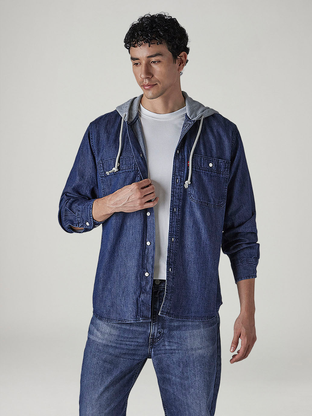 Men's Solid Blue Denim Overshirt