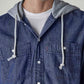 Men's Solid Blue Denim Overshirt - 20 View