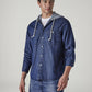 Men's Solid Blue Denim Overshirt - 20 View