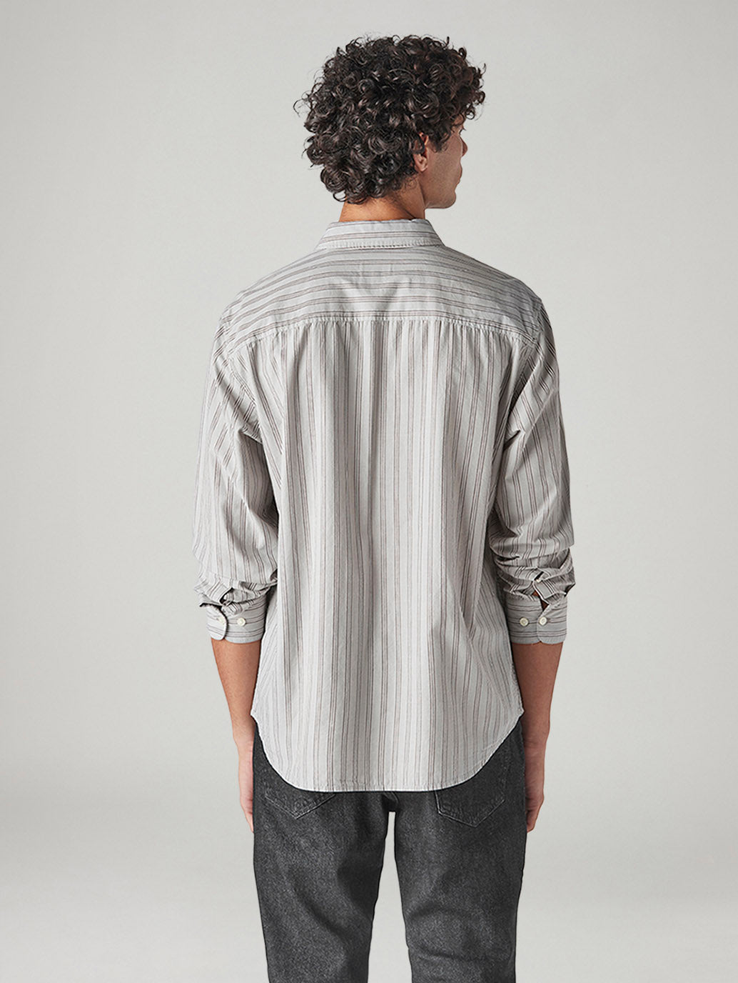 Men's Striped Relaxed Fit Poplin Shirt - Back View