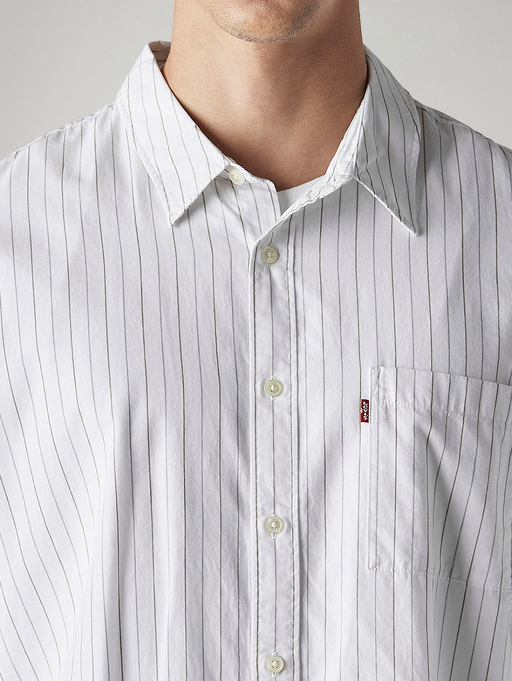 Men's Striped Relaxed Fit Poplin Shirt - Detail View