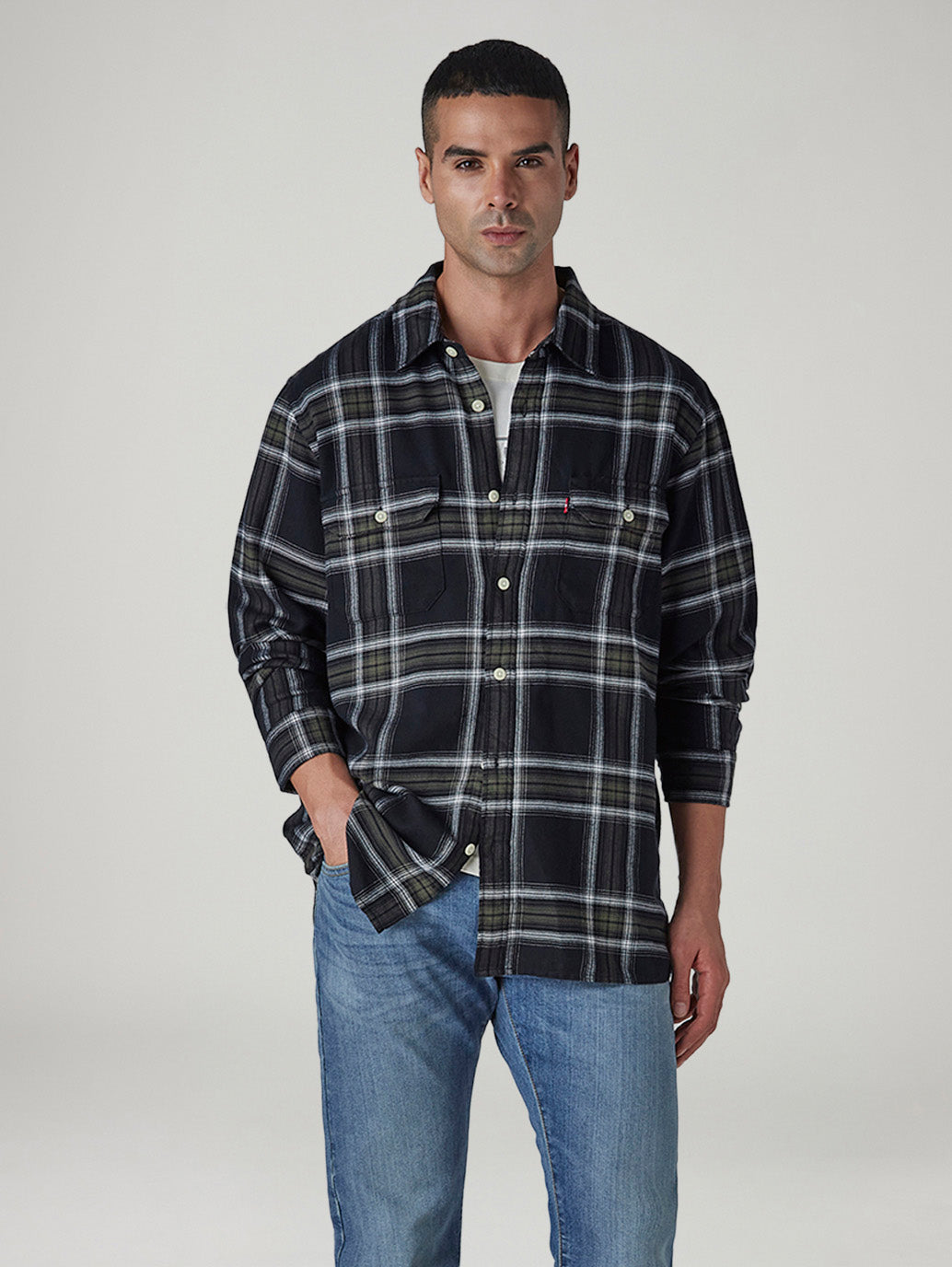 Men's Checkered Relaxed Fit Flannel Shirt
