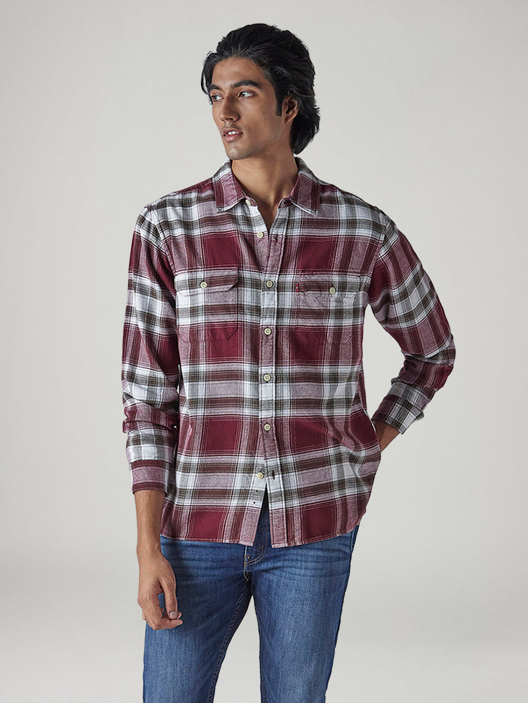 Men's Checkered Relaxed Fit Flannel Shirt