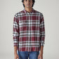 Men's Checkered Relaxed Fit Flannel Shirt - Front View