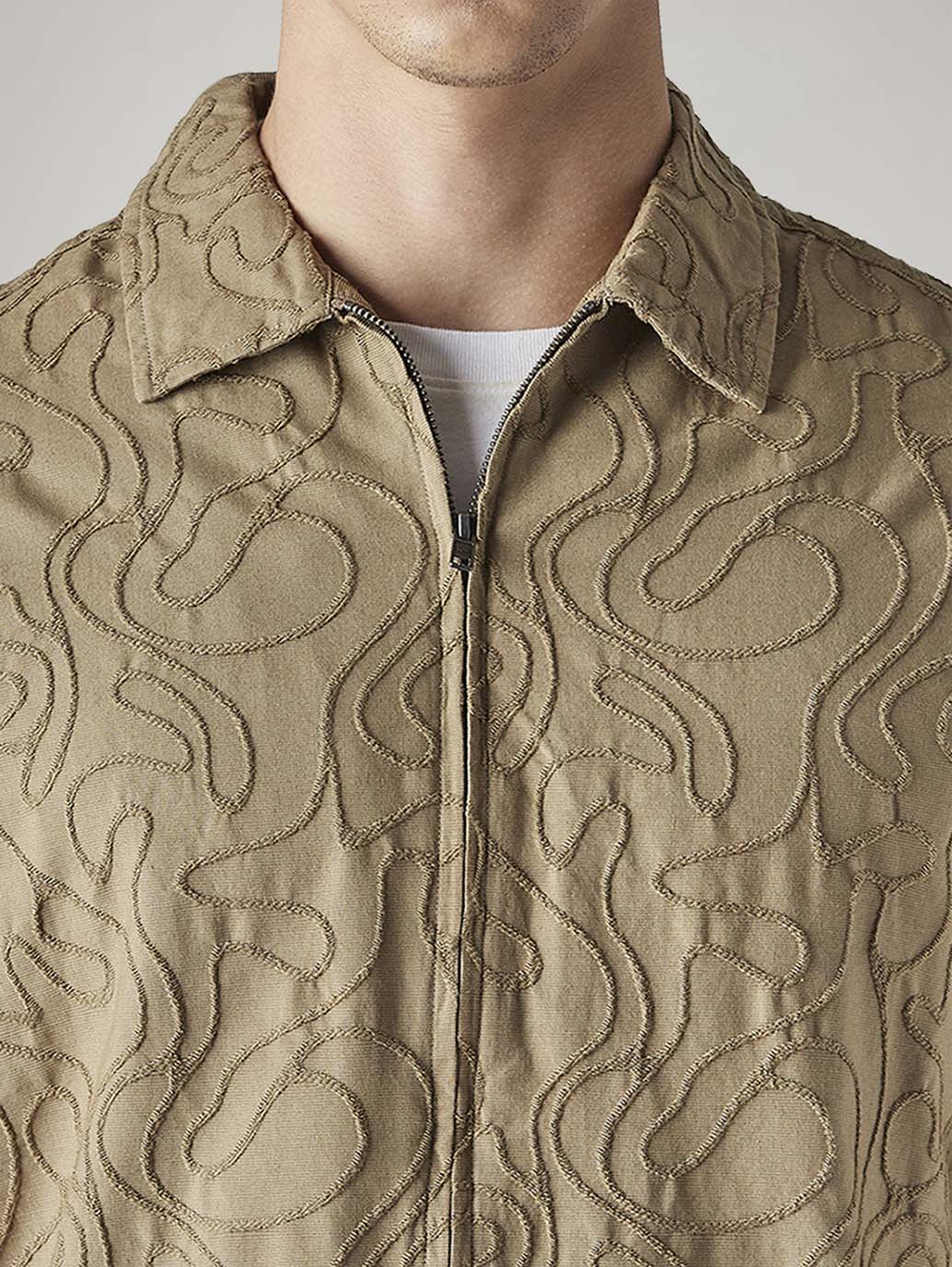 Men's Embroidered Boxy Fit Dobby Shirt - Detail View