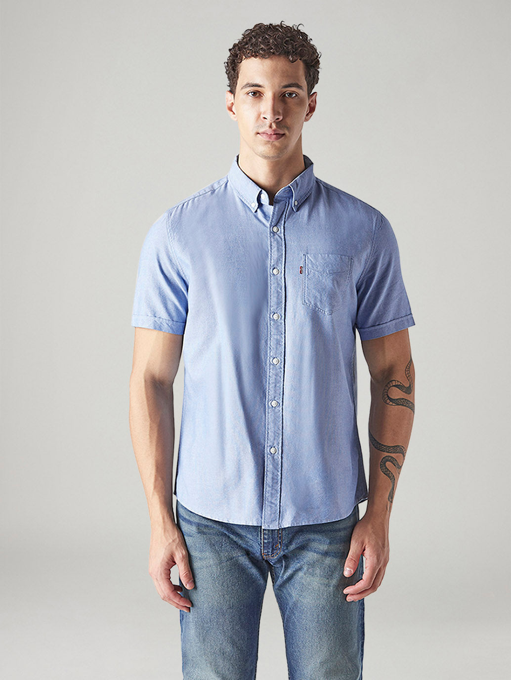 Men's Solid Slim Fit Oxford Shirt - Front View