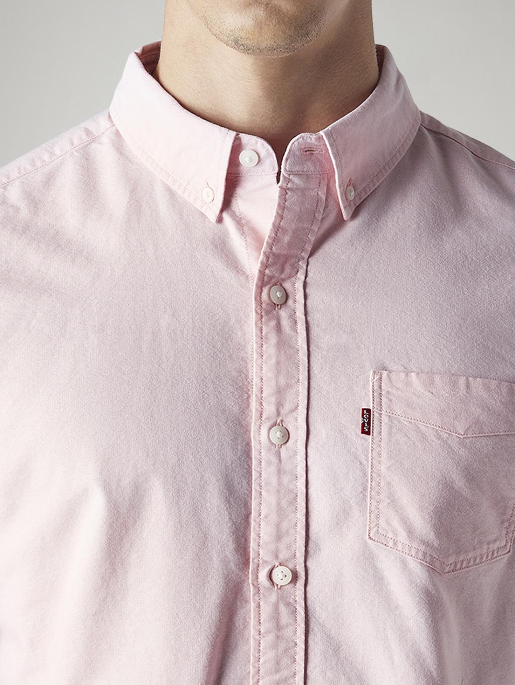 Men's Solid Slim Fit Oxford Shirt - Detail View