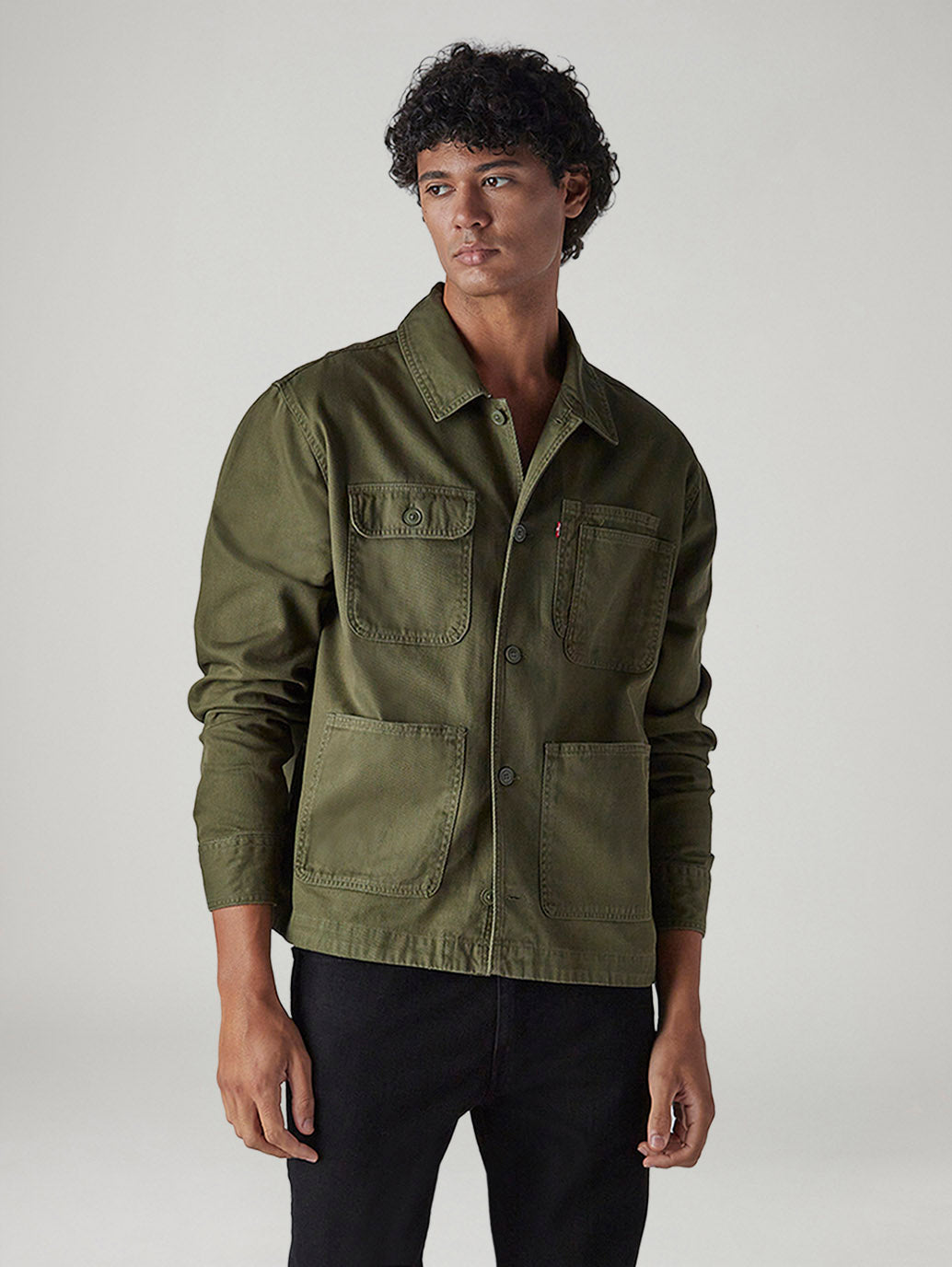 Men's Olive Solid Relaxed Fit Shirt