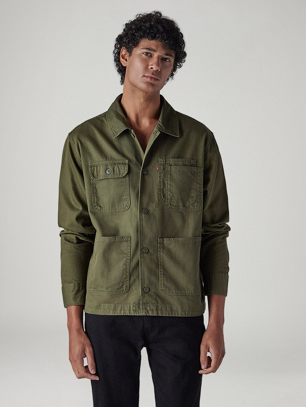 Men's Olive Solid Relaxed Fit Shirt - 20 View