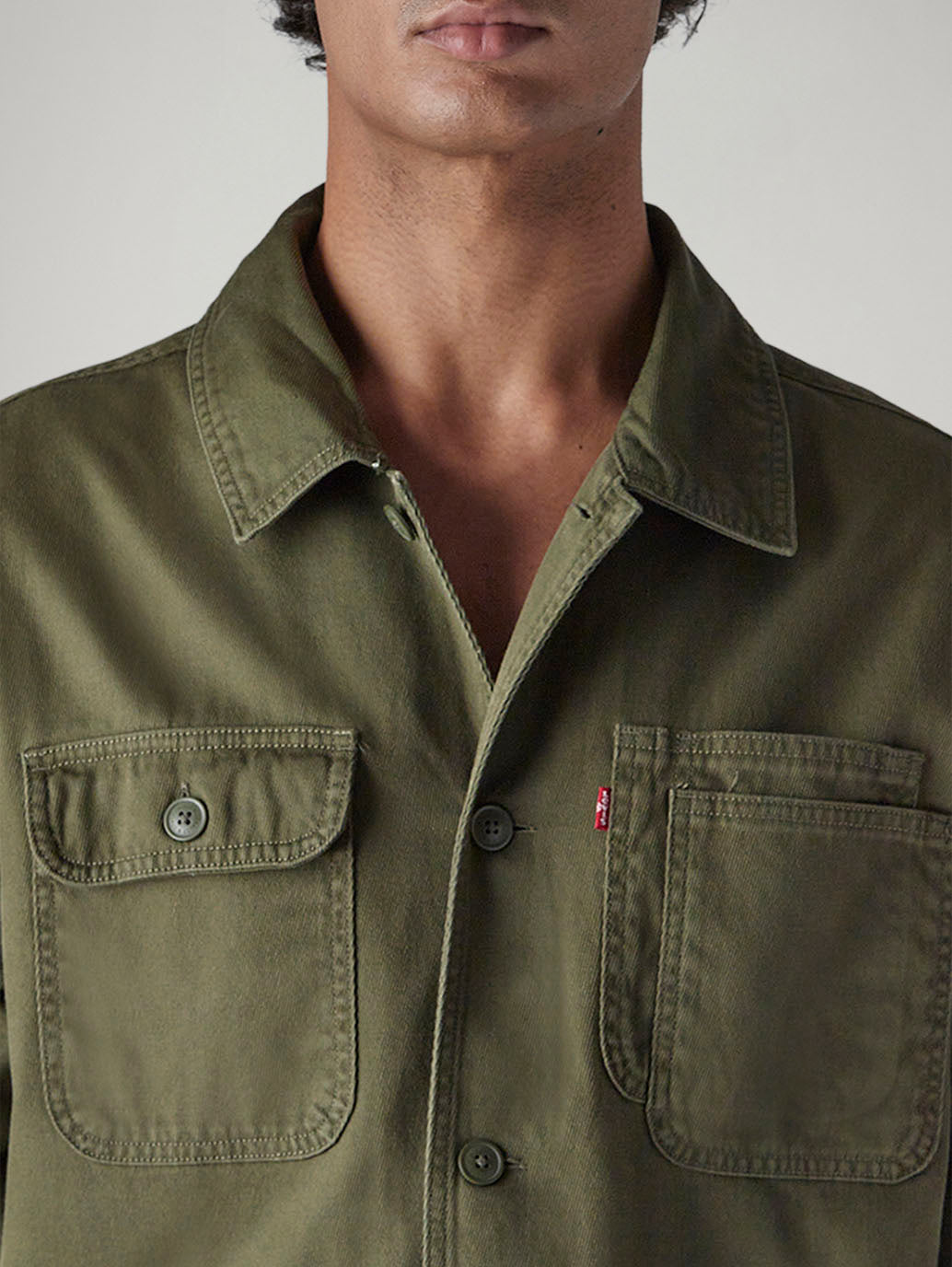 Men's Olive Solid Relaxed Fit Shirt - 20 View