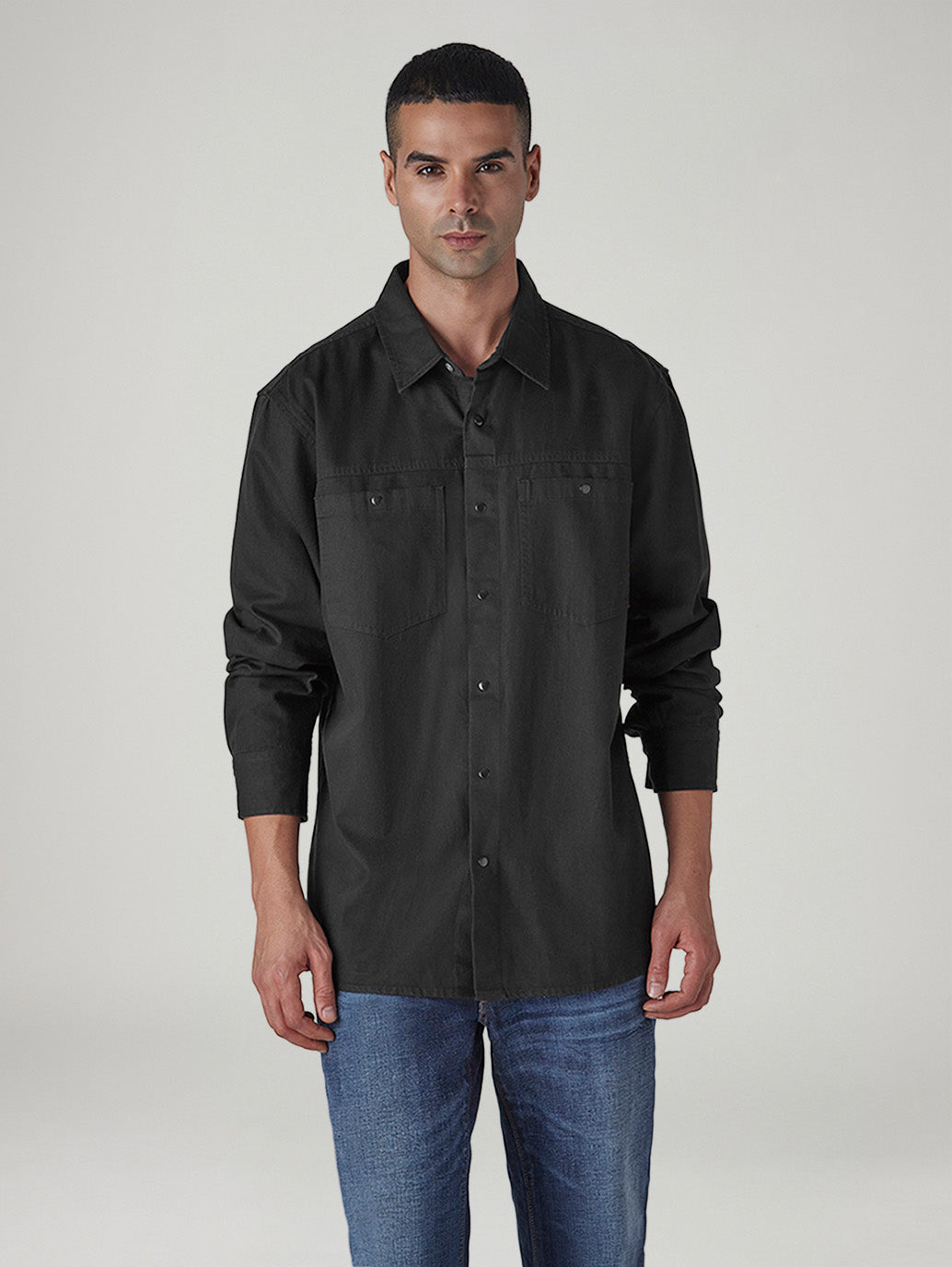 Men's Solid Relaxed Fit Shirt - Front View