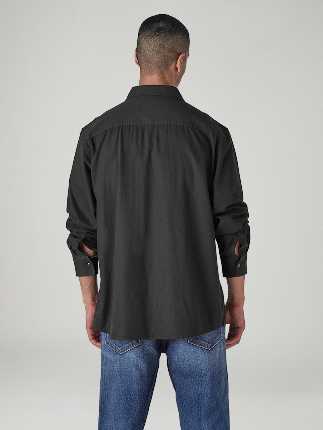 Men's Solid Relaxed Fit Shirt - Back View
