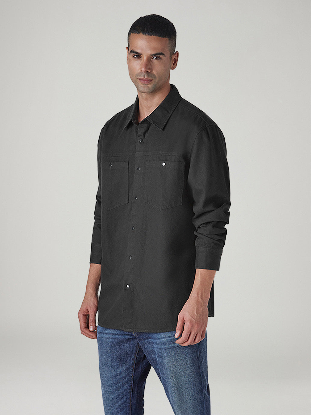 Men's Solid Relaxed Fit Shirt - Side View