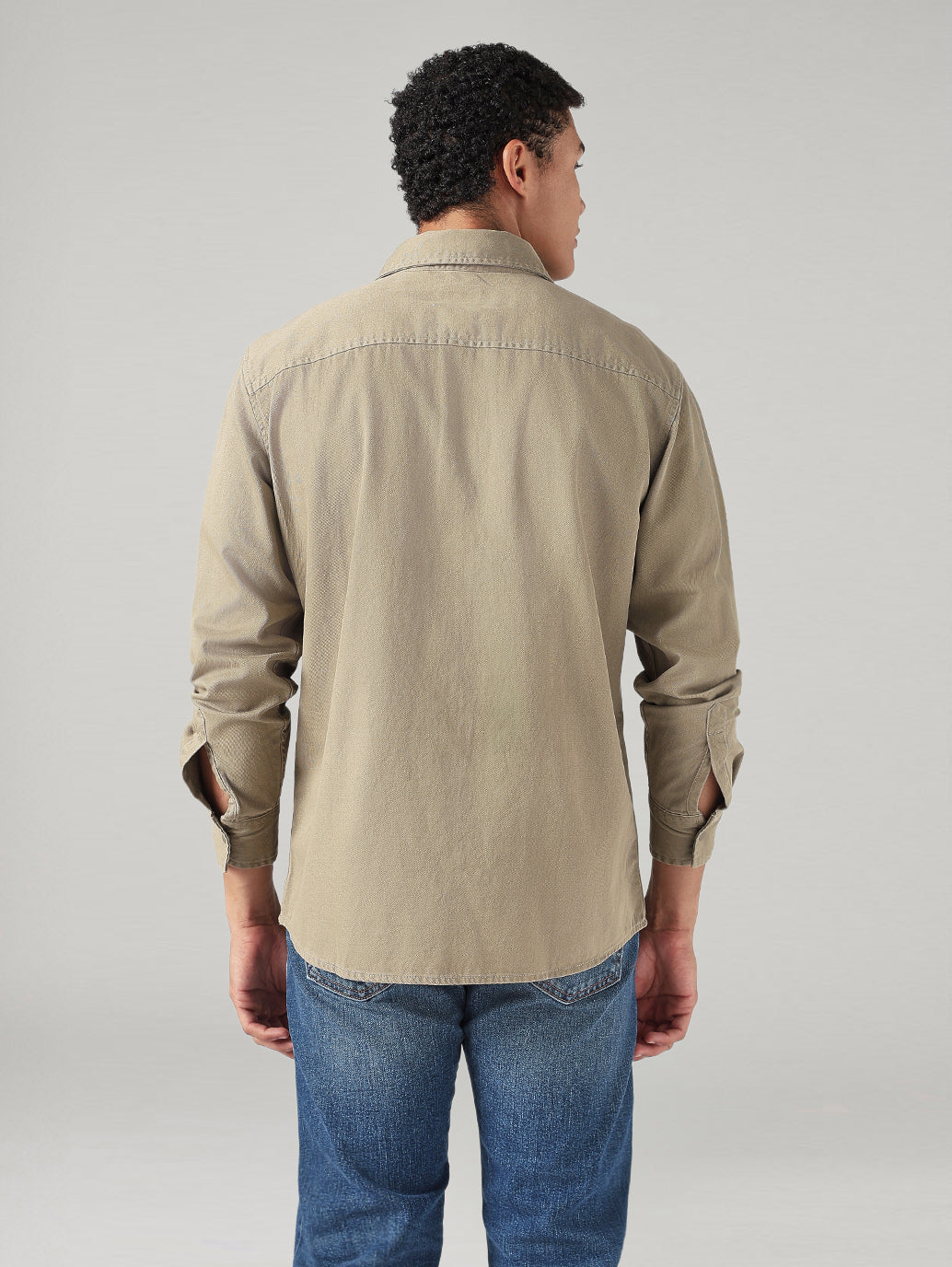 Men's Solid Relaxed Fit Shirt - Back View