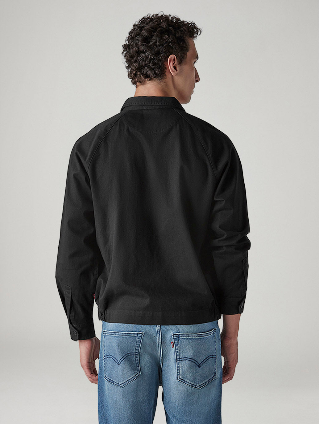 Men's Solid Relaxed Fit Jacket - Back View
