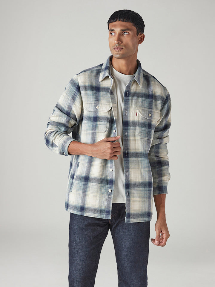 Men's Checkered Relaxed Fit Double Cloth Flannel Shirt