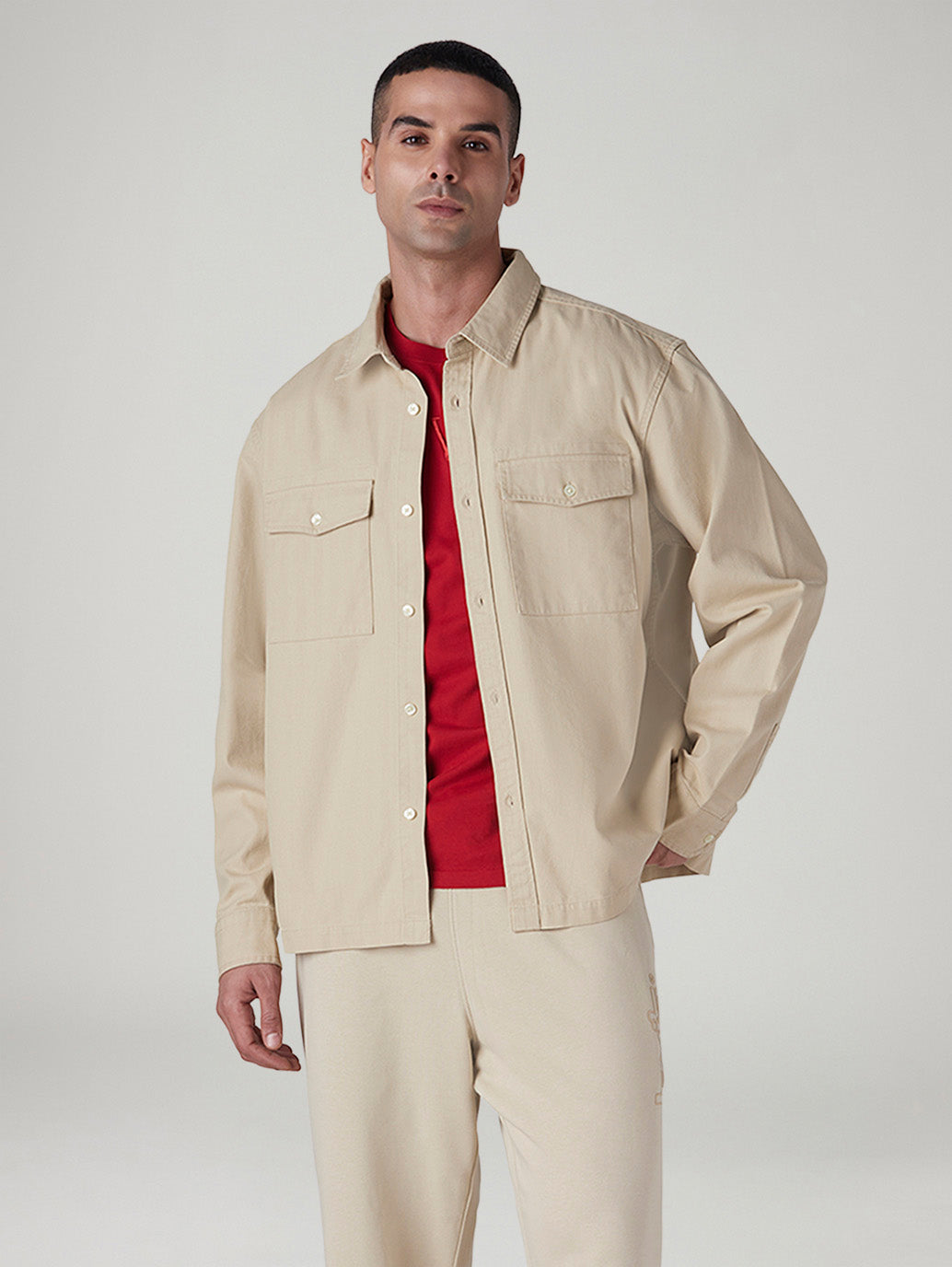 Men's Solid Relaxed Fit Shacket