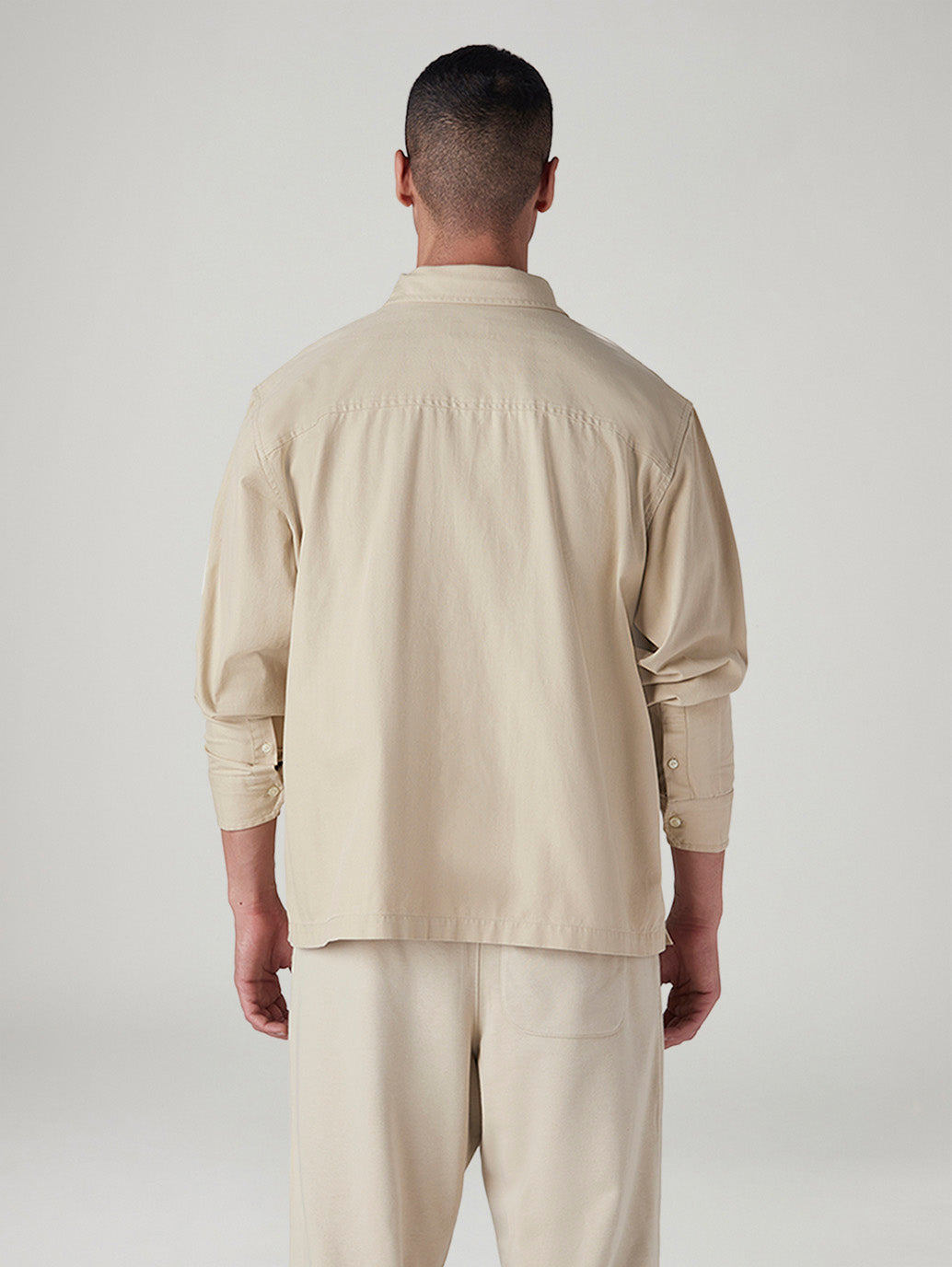 Men's Solid Relaxed Fit Shacket - Back View